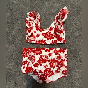 Janie & Jack Red Floral Bikini Set (18-24 mos)
